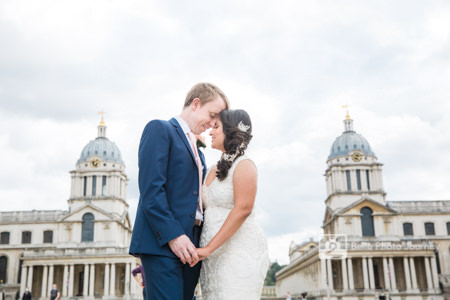 Wedding portrait royal naval college waterfront